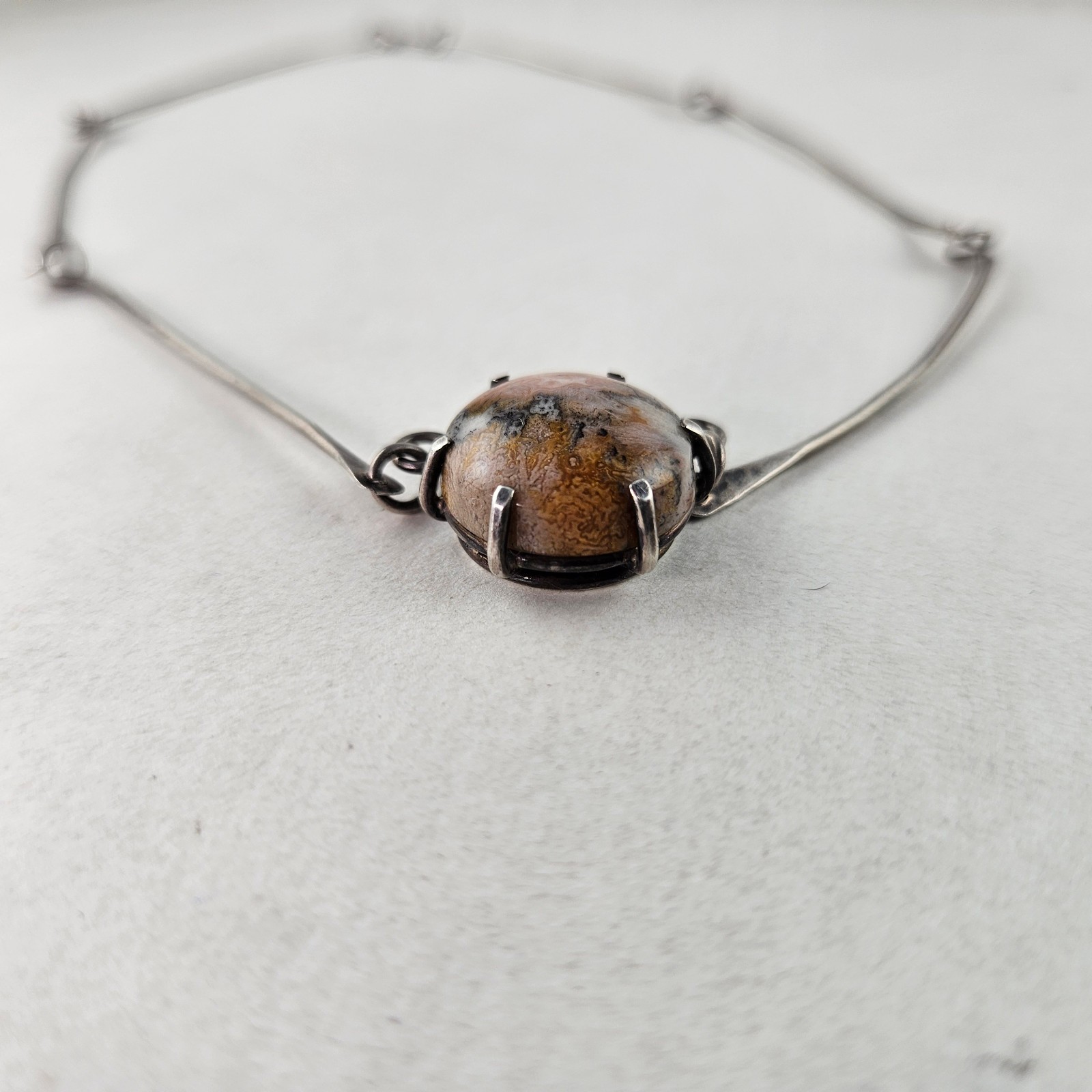 Sterling Silver Artisan Necklace 16in Jasper Pendant 12.0g [8931]