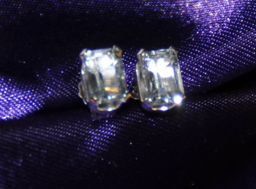 6MM x 4MM EMERALD CUT AQUAMARINE EARRINGS– 1.00CTW — .925 STERLING SILVER