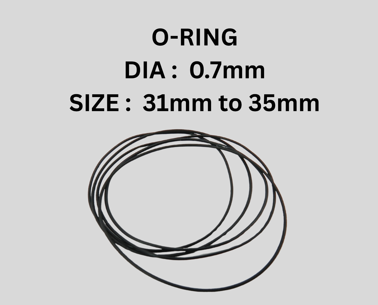 Rubber Watch Case Back O Ring Round Gasket 31mm – 35mm Thick 0.7mm