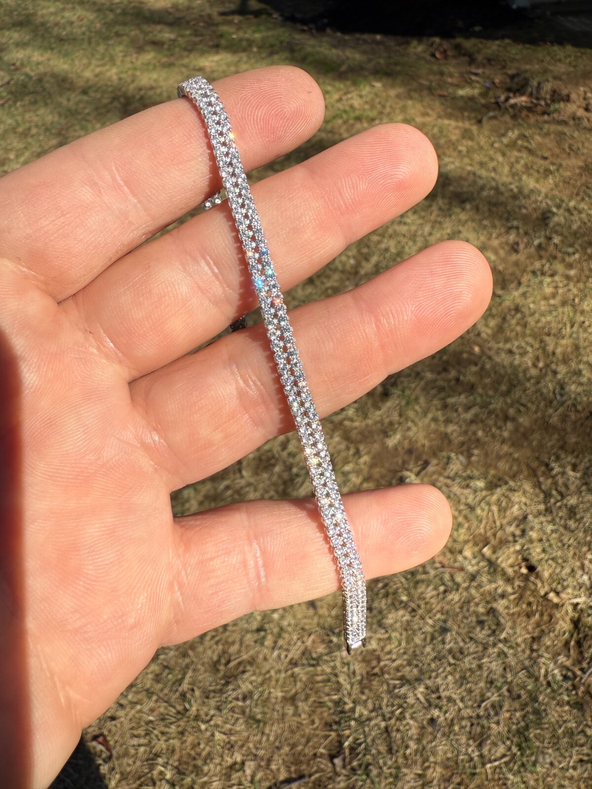 Real 925 Sterling Silver Micro Two Row 4.5mm Tennis Bracelet CZ 6-8″ Iced