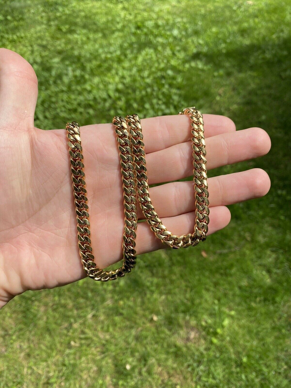 Real Miami Cuban Link Chain 14k Gold Plated Stainless Mens Necklace Choker 8mm