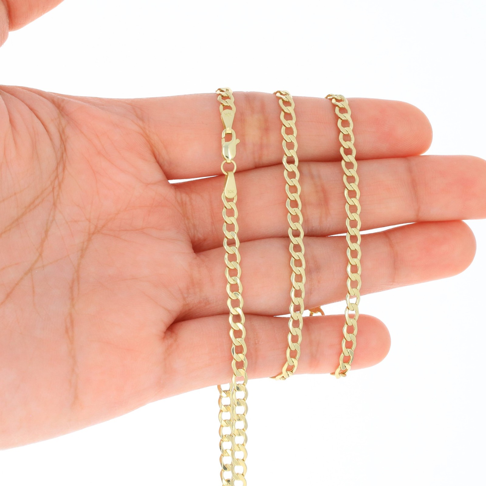 10K Yellow Gold 3.5mm Curb Cuban Link Chain Pendant Necklace Mens Womens 16″-30″