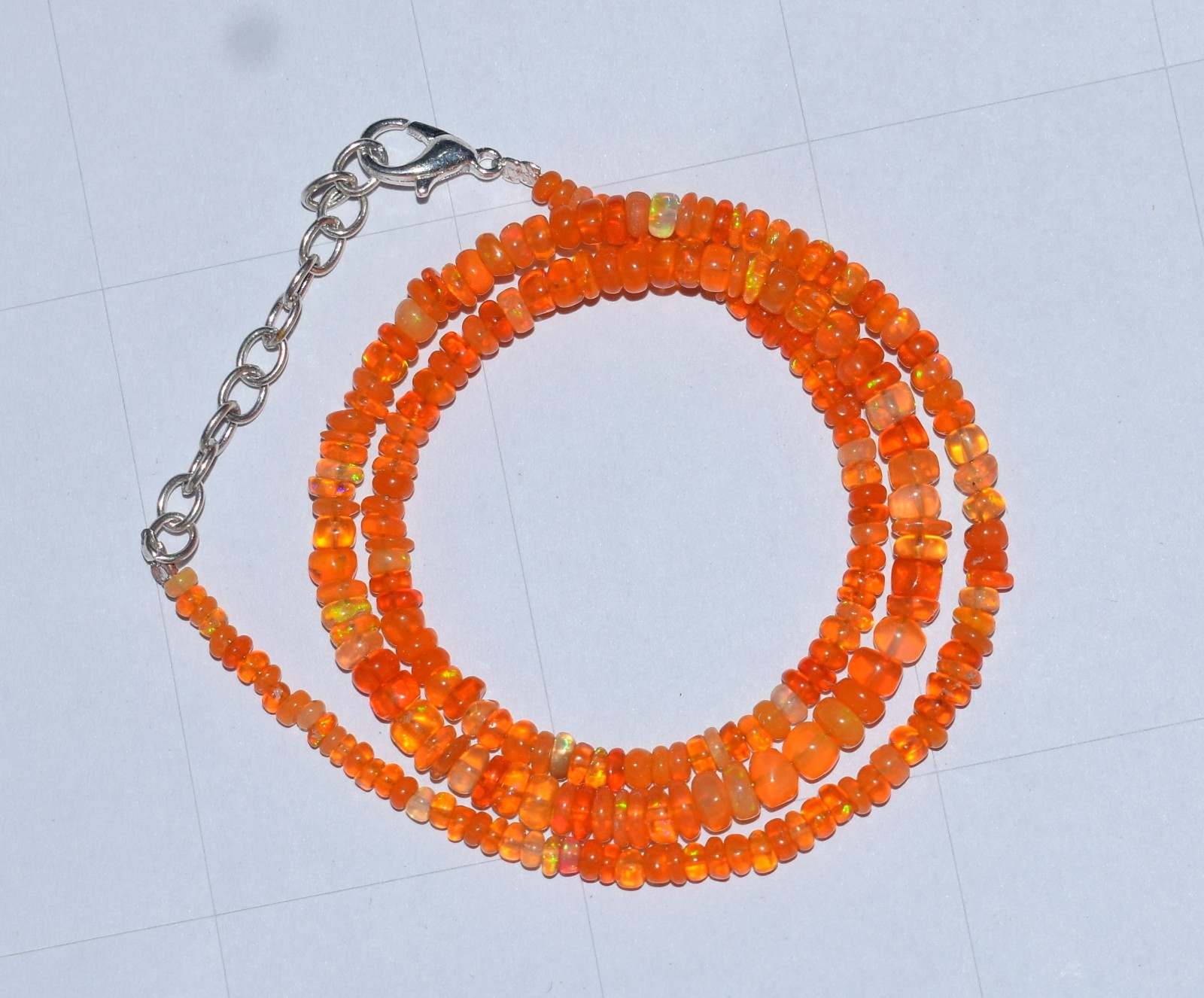 16″Natural Ethiopian Opal Wello Fire Opal Gemstone Bead Necklace m201