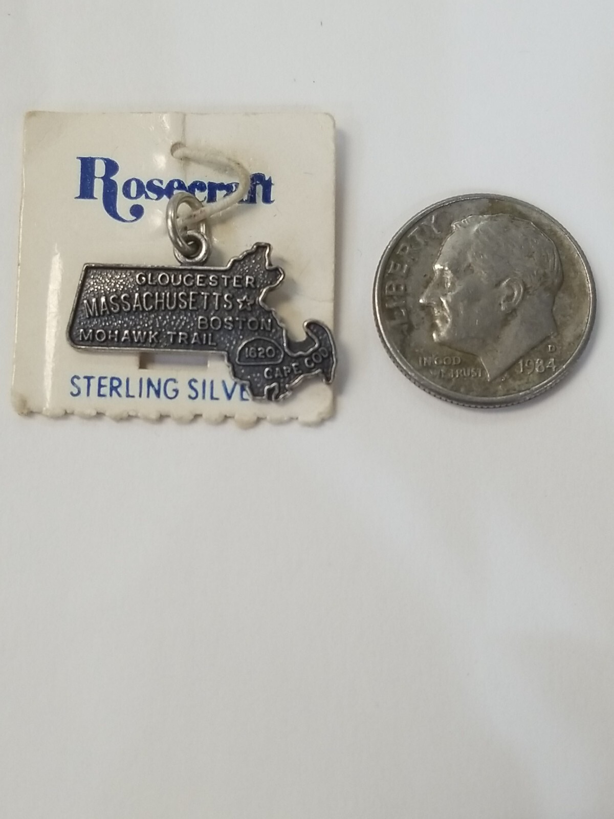 Vintage Sterling Silver State Map Charm, SELECT From 16 different States NOS