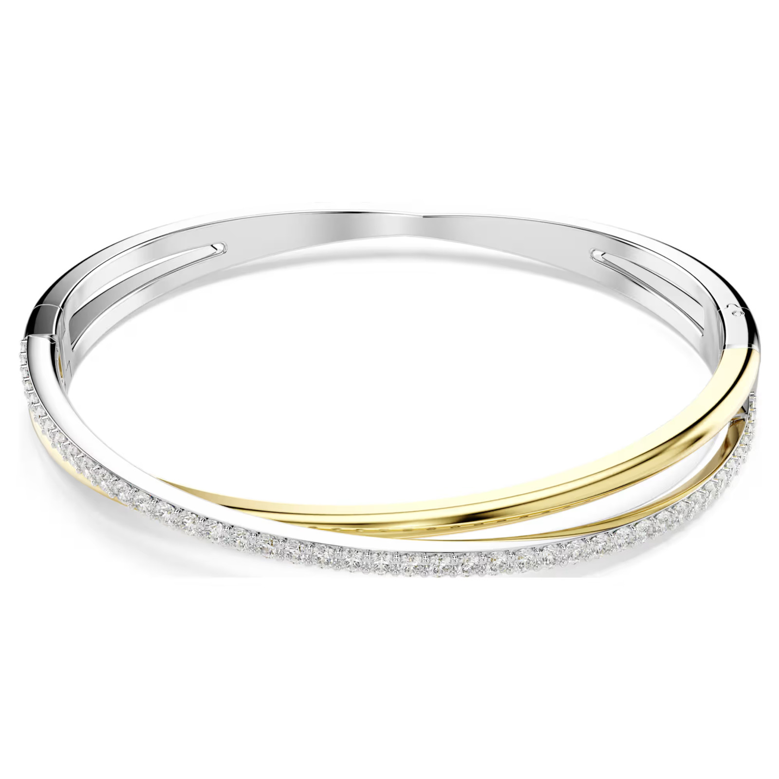 Hyperbola White Mixed Metal Finish Bangle Round Cut New