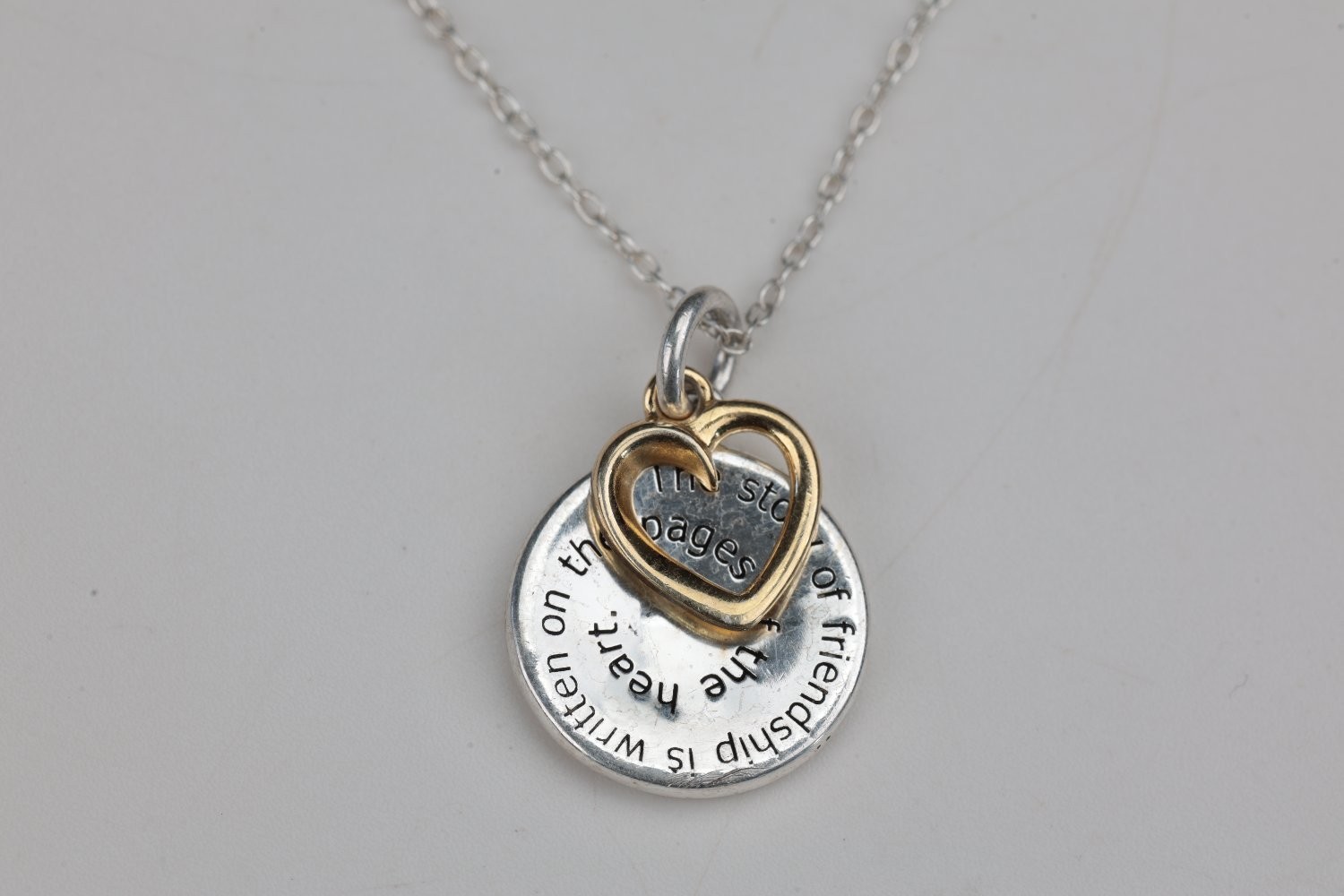 Sterling Silver Friendship Heart Pendant Necklace 925 Italy 18 Inch 4.28g