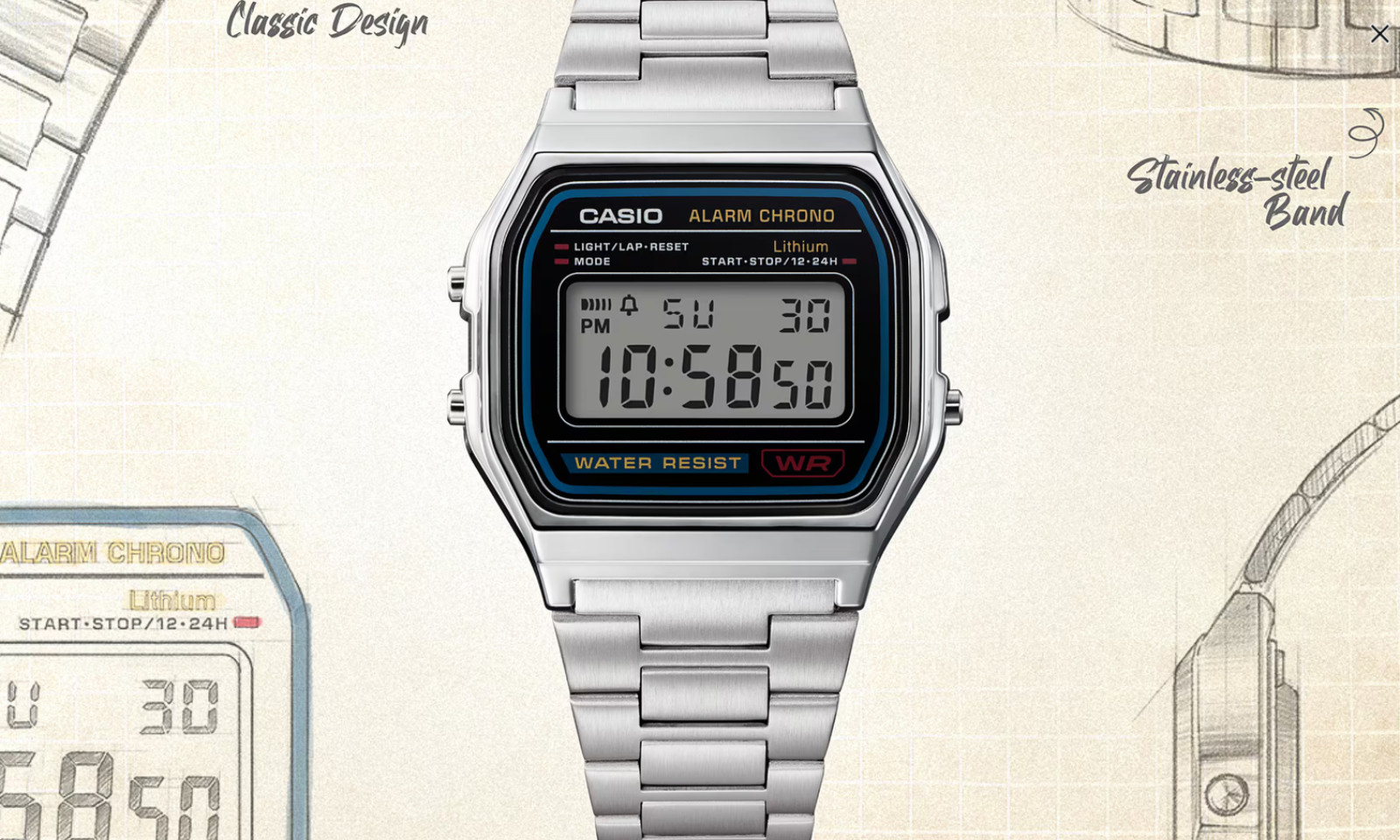 Casio A158WA – 1CR Series – Unisex Digital Watch – WR – Silver *NEW in BOX*