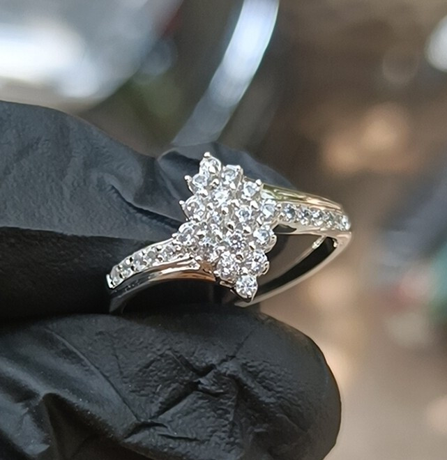 2.20Ct Round Lab Created Diamond Cluster Engagement Ring 14K White Gold Plated