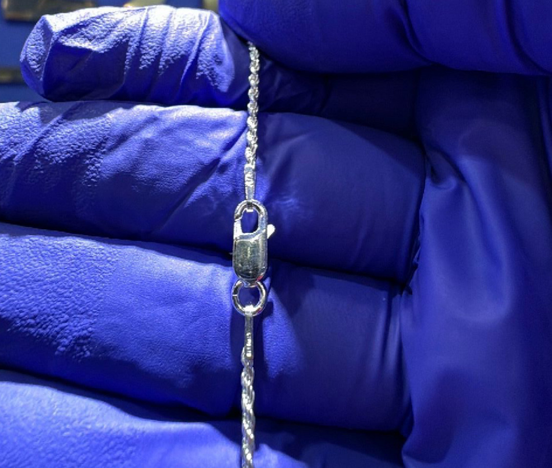 Custom Made Solid 925.Sterling Sliver Rope Chain. 1.8mm, 22″. 6.93g.