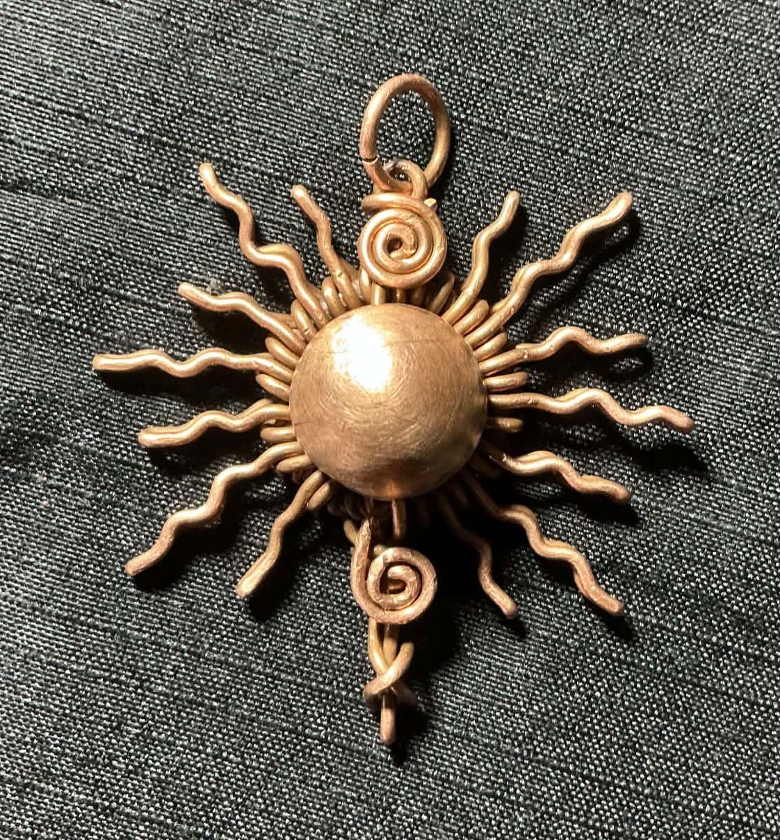 Sun Copper Pendant Wire Wrapped Enhances Energy Health Luck Jewelry #PS0003