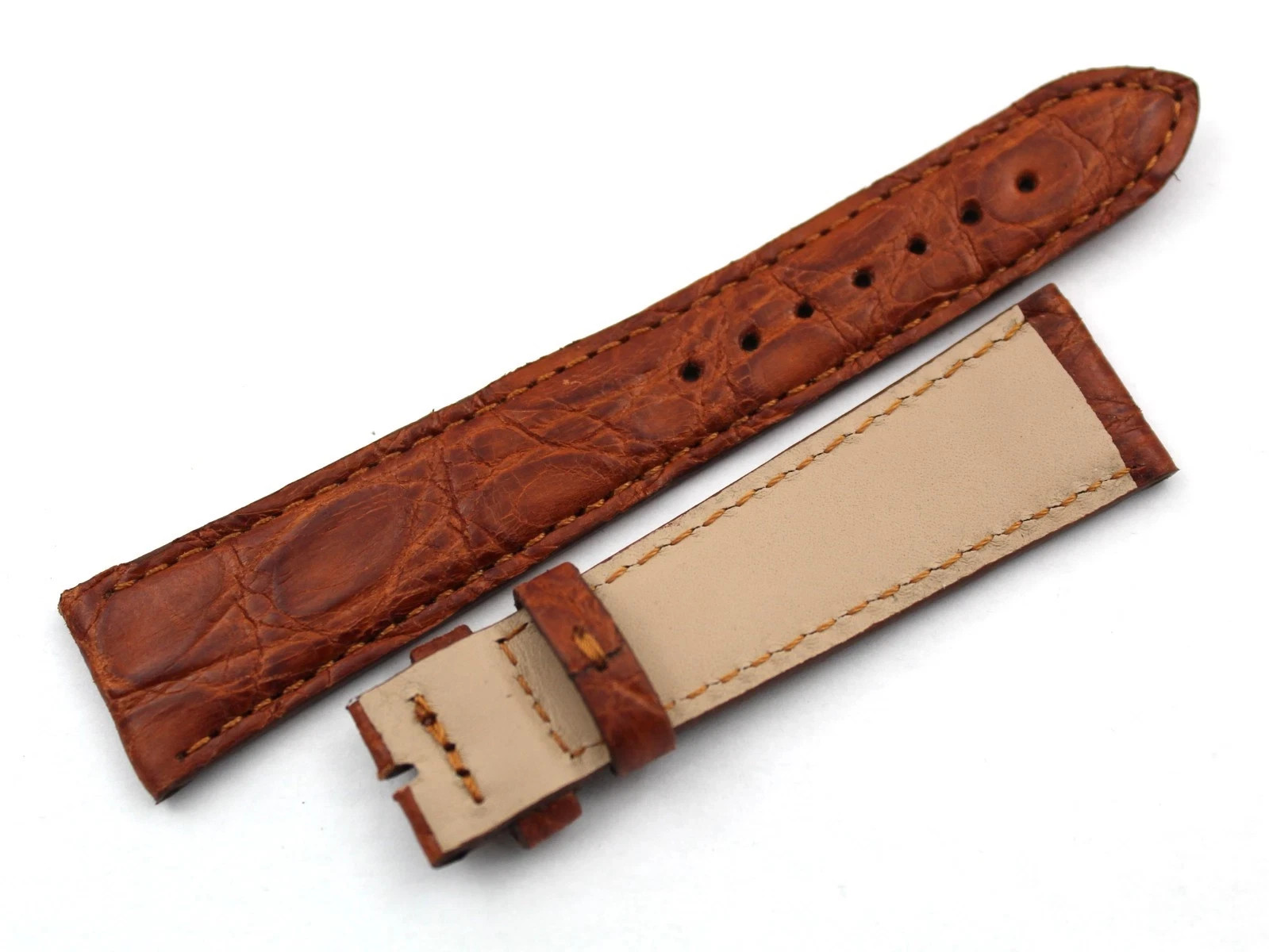 Burnt Brown Matte Crocodile Leather Strap 20/16mm Handmade New