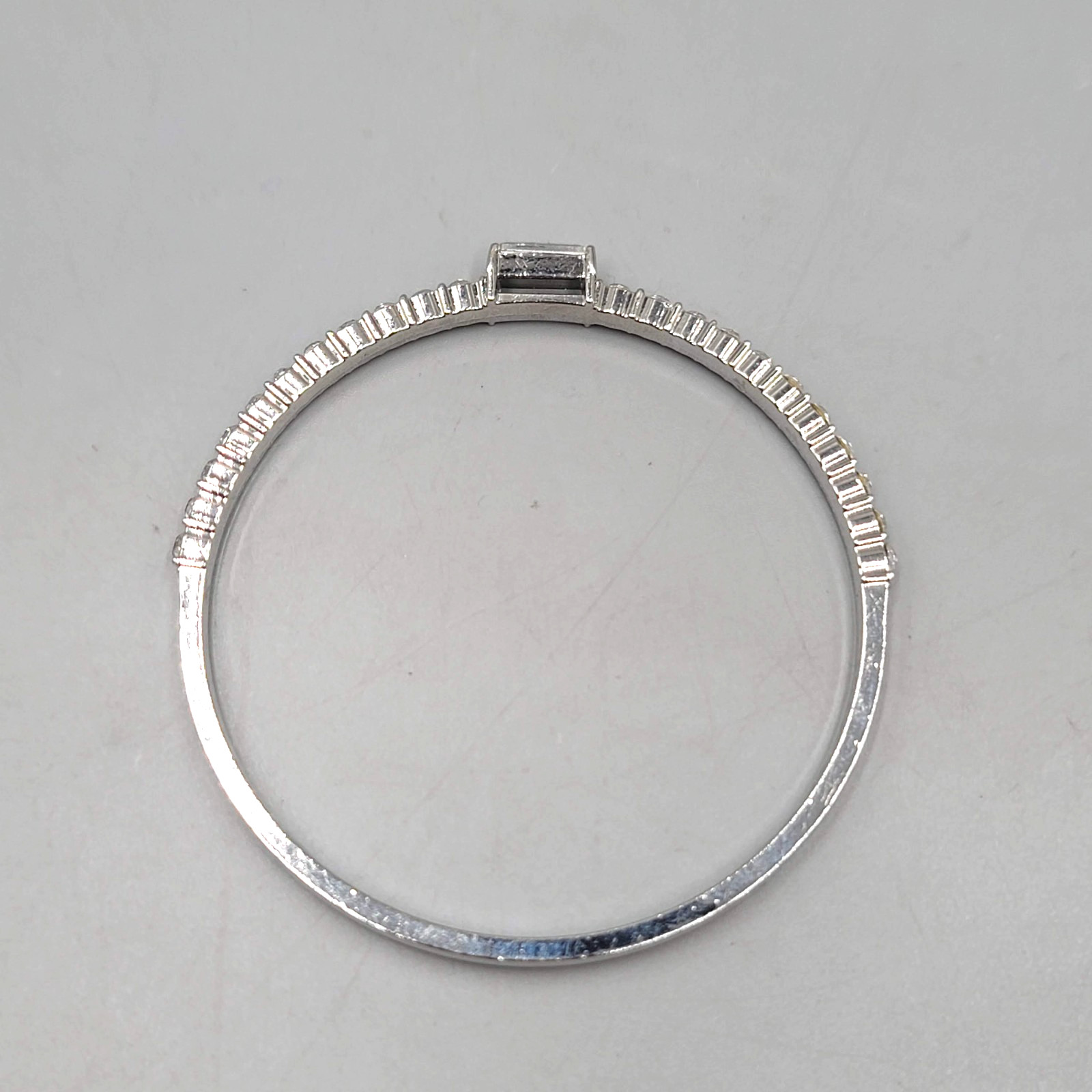 Rhinestone Bangle Bracelet Silver tone 8.5 in