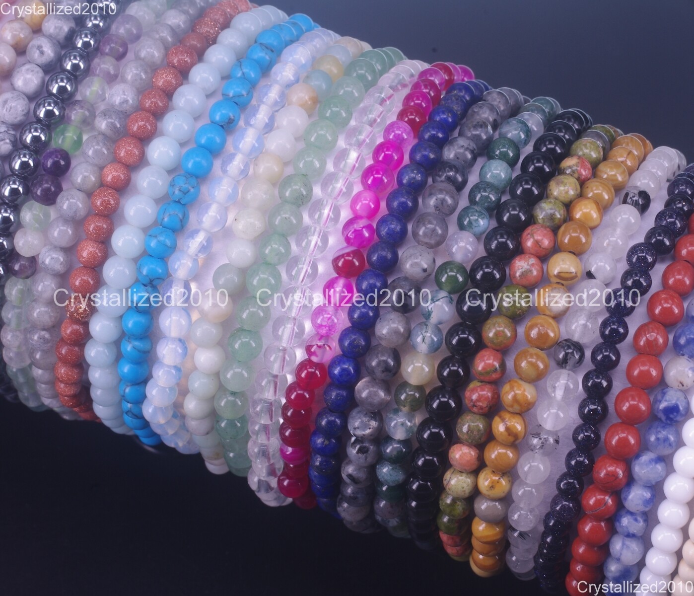 Handmade 4mm AAA Natural Gemstone Round Beads Stretchy Bracelet Healing Reiki 7″
