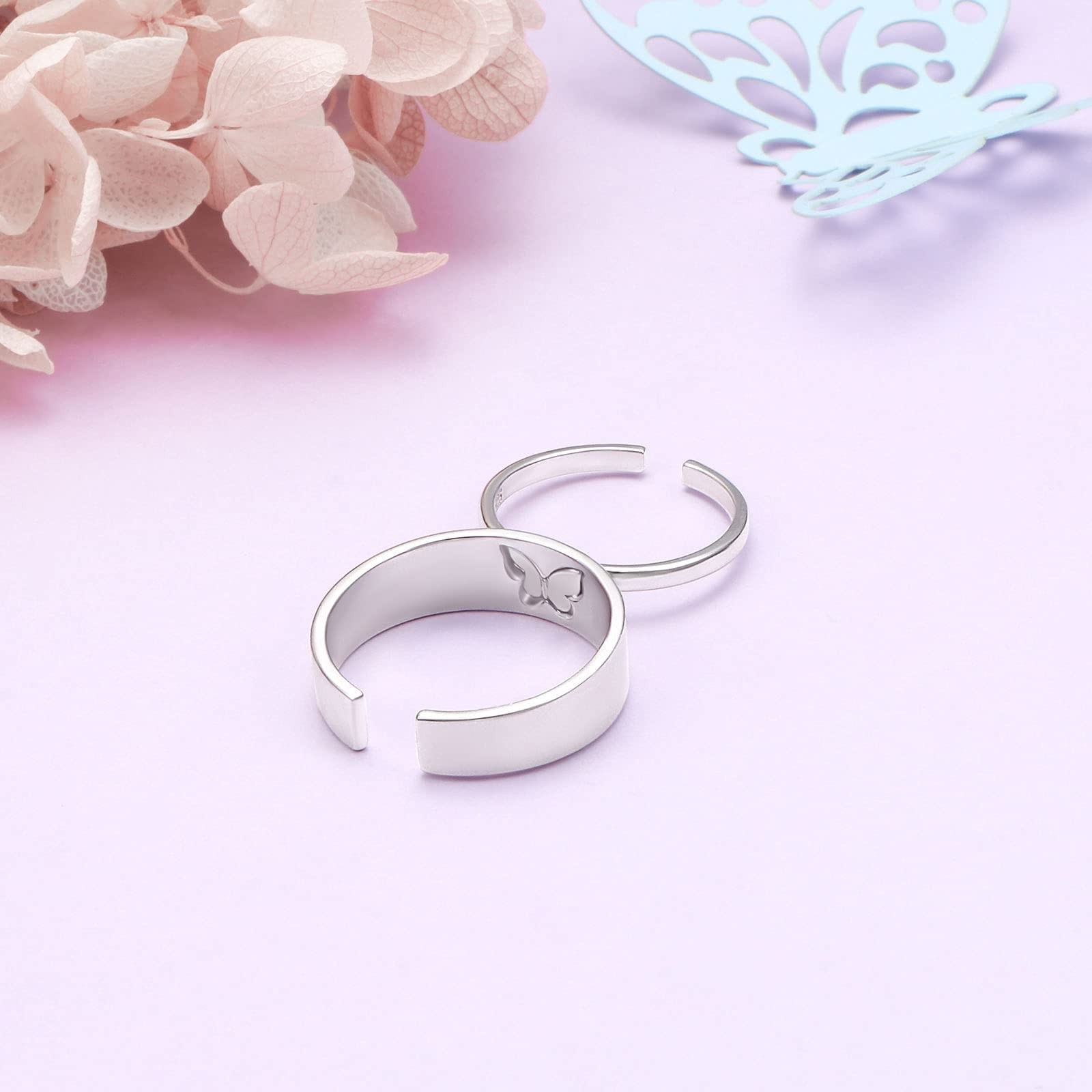 Sterling Silver Adjustable Promise Rings for Couples – Romantic Love Jewelry Gif