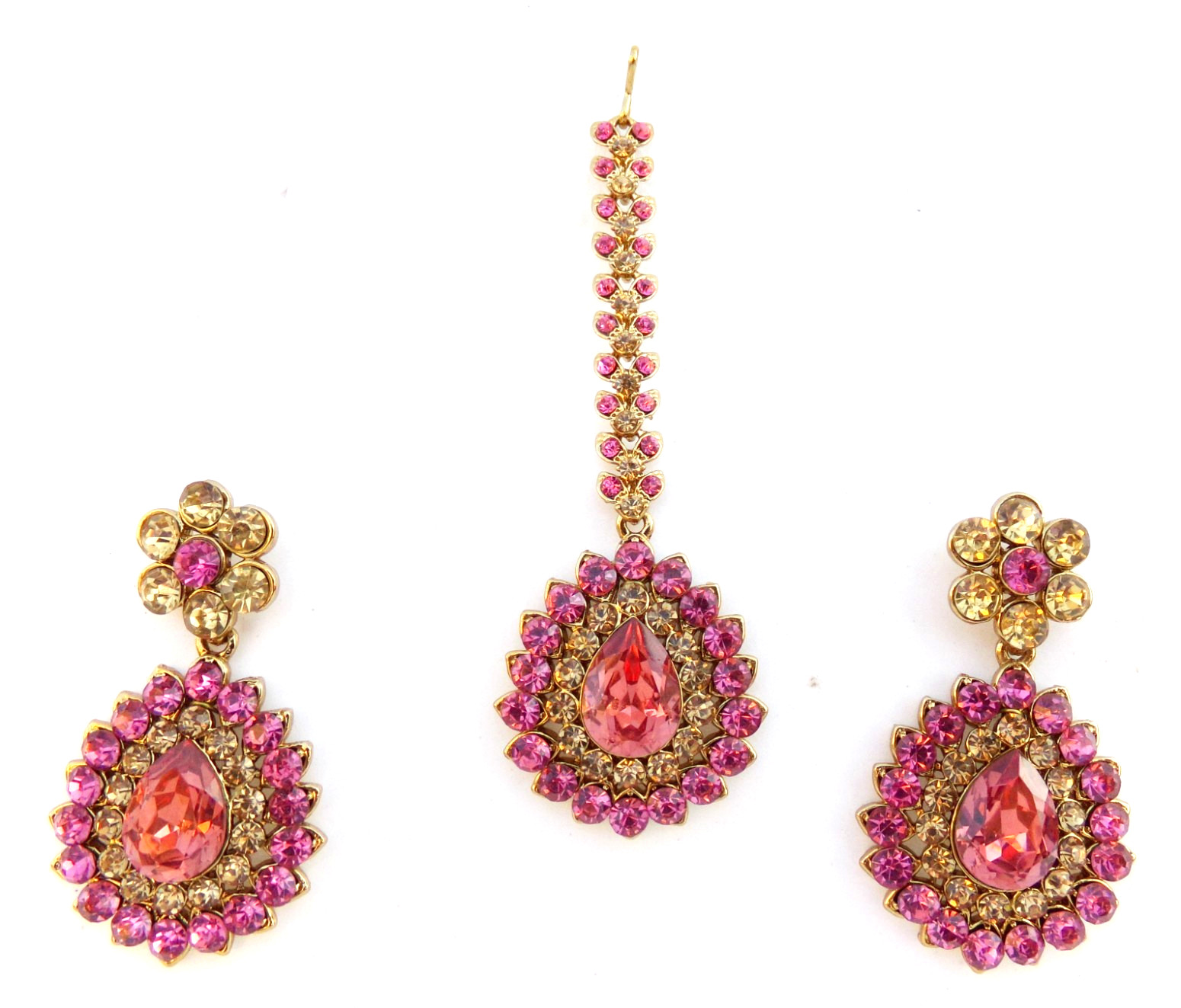 Indian Bollywood Women Tikka Earrings Traditional Set Ethnic Gold Plated Jewelry