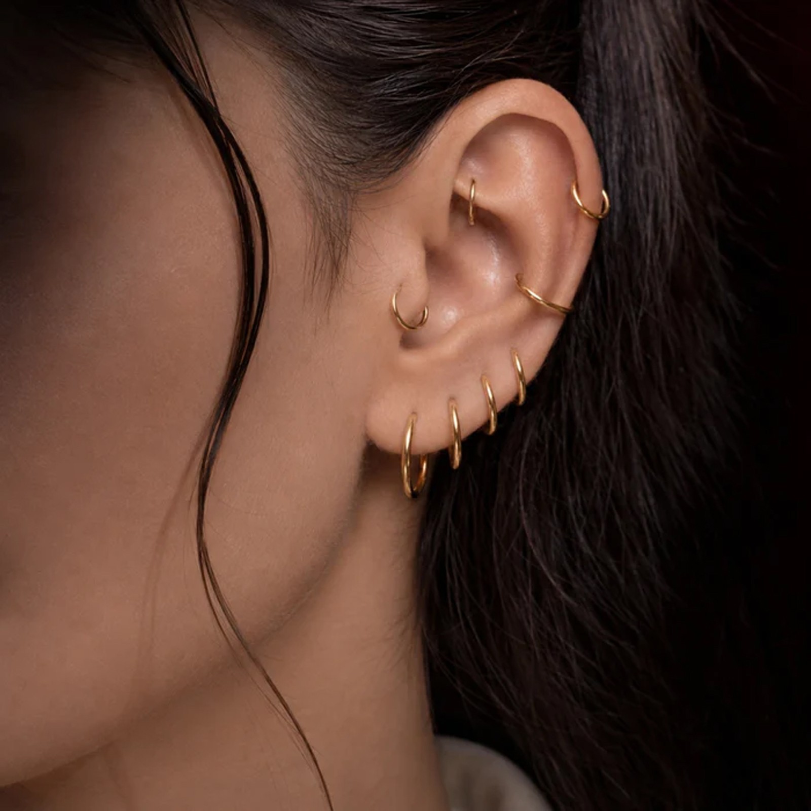 14K Solid Gold Hinged Segment Clicker Ring Nose Septum Cartilage Helix Tragus