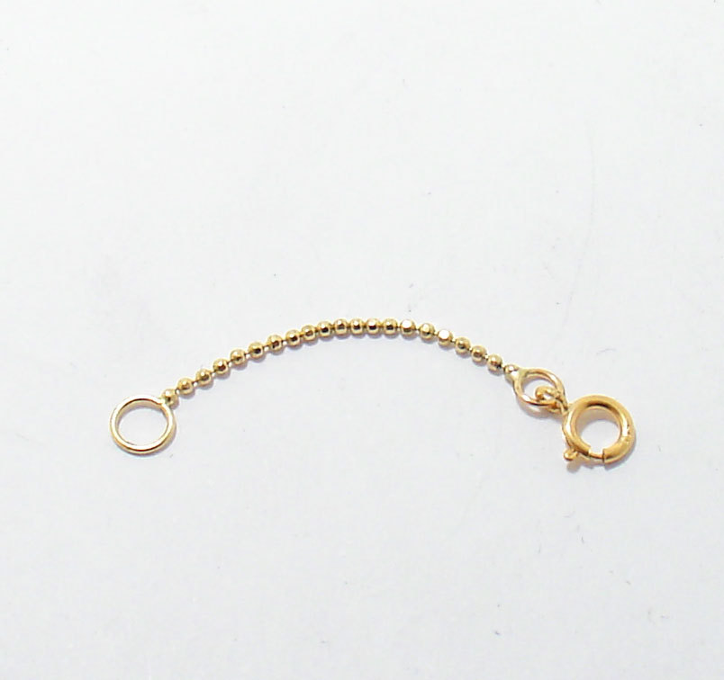 1mm Diamond Cut Bead Ball Chain Necklace Extender Real 14K Yellow Gold