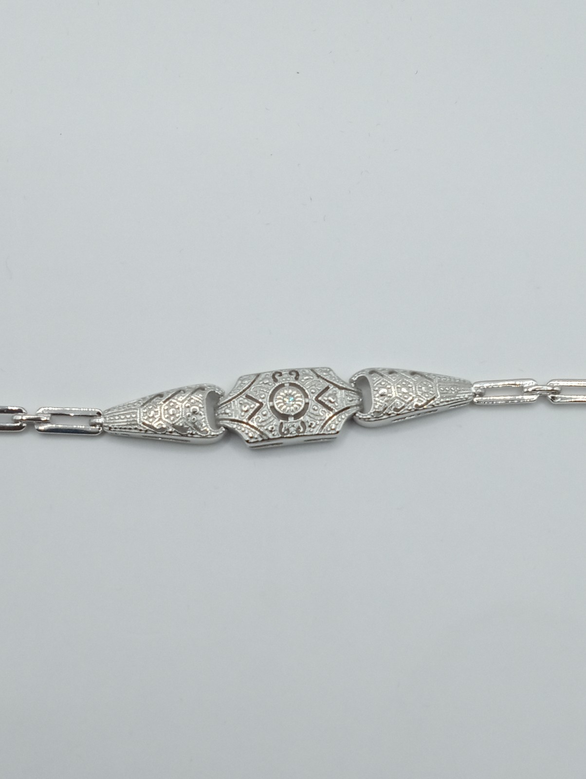Handcrafted art deco era design silver bracelet