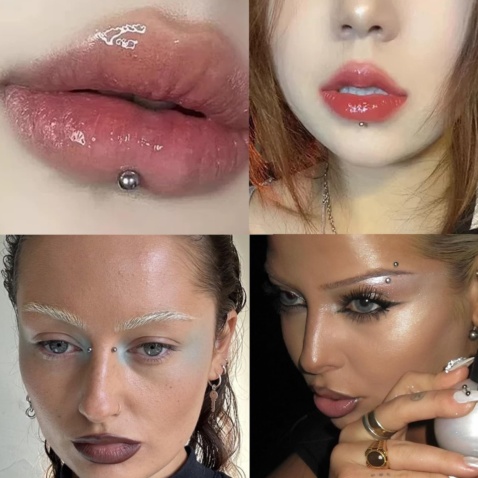 180pcs Face Gems Lip Stud, Fake Piercing Nose Stud Eyebrow Sliver