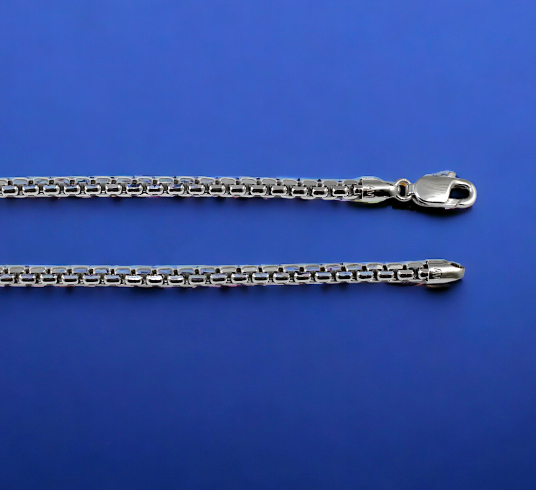 10K White Gold Venetian Round Box Necklace Bracelet Chain Real 7″-30″ 1-3mm