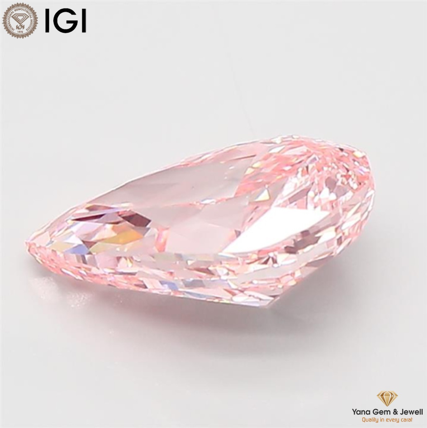 CVD Lab Grown Diamond Pear Shape IGI Certified VS1 Clarity Vivid Pink 2.00 Carat