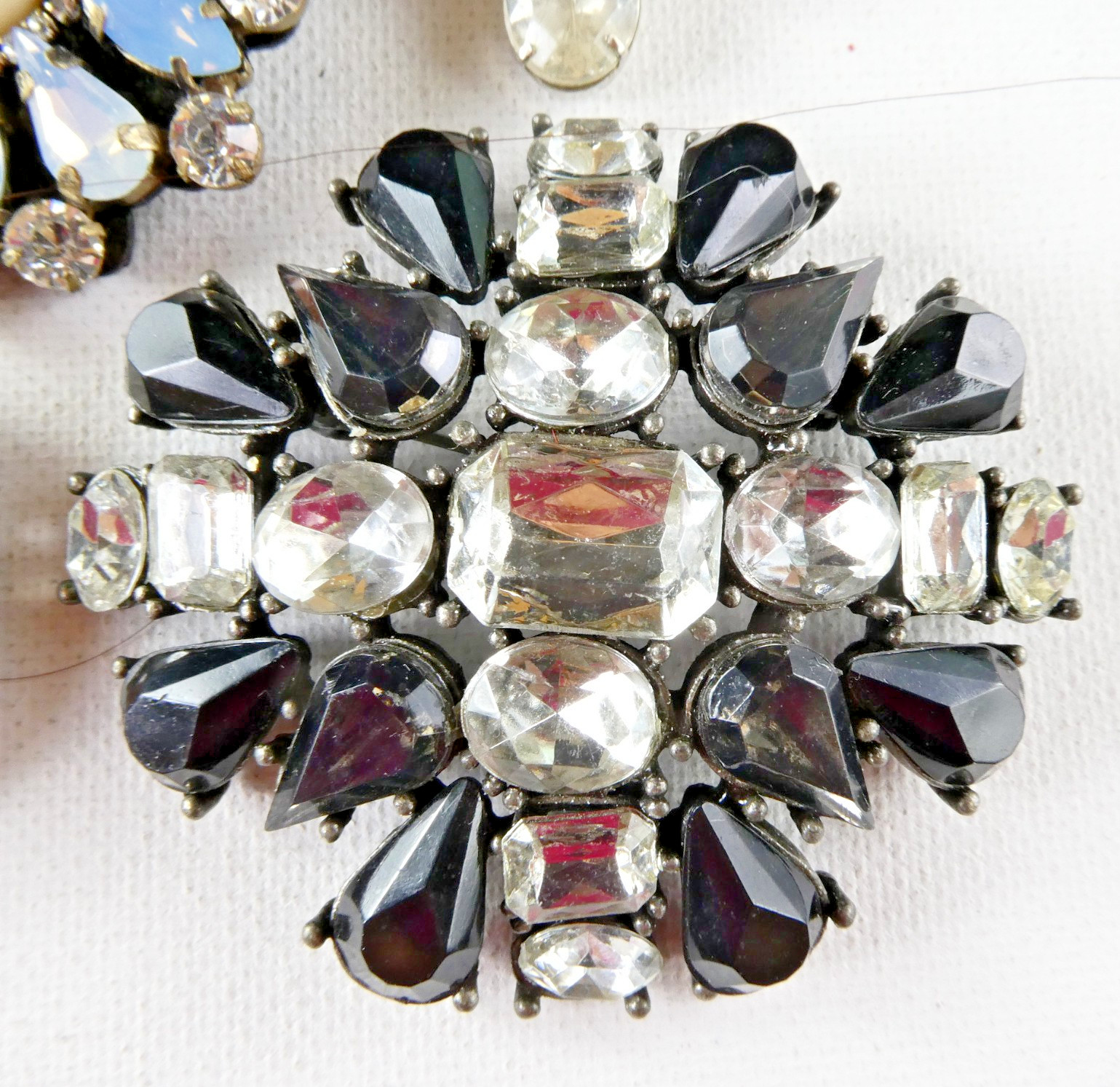 Plastic PIN BROOCH Collection 10 Piece Acrylic Lucite Multi Color Stones Large