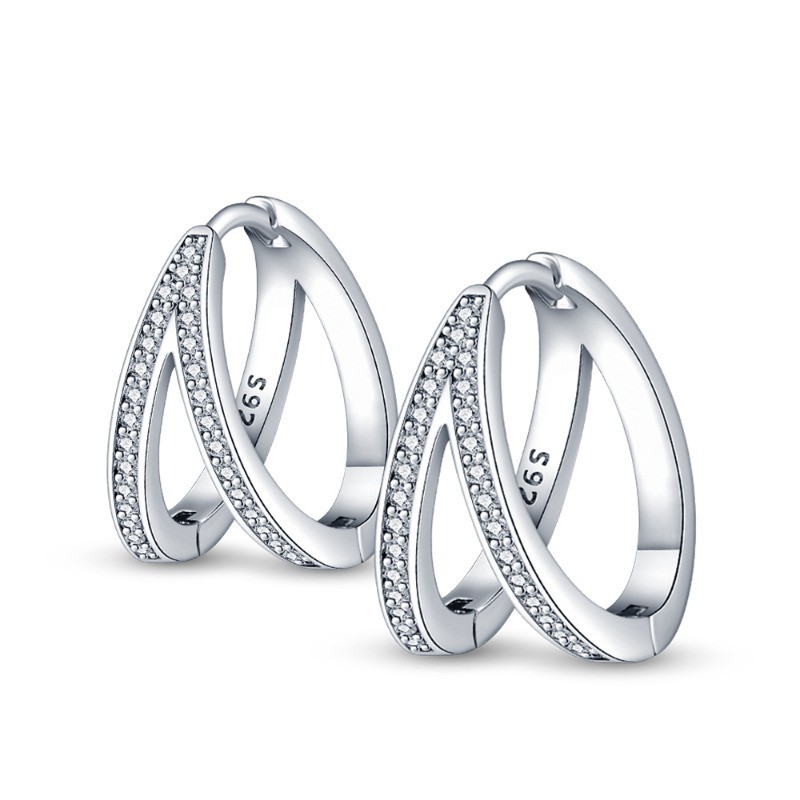 PANDACH 925 Sterling Silver Tiny Double Hoop Circle Earrings Earrings For Women