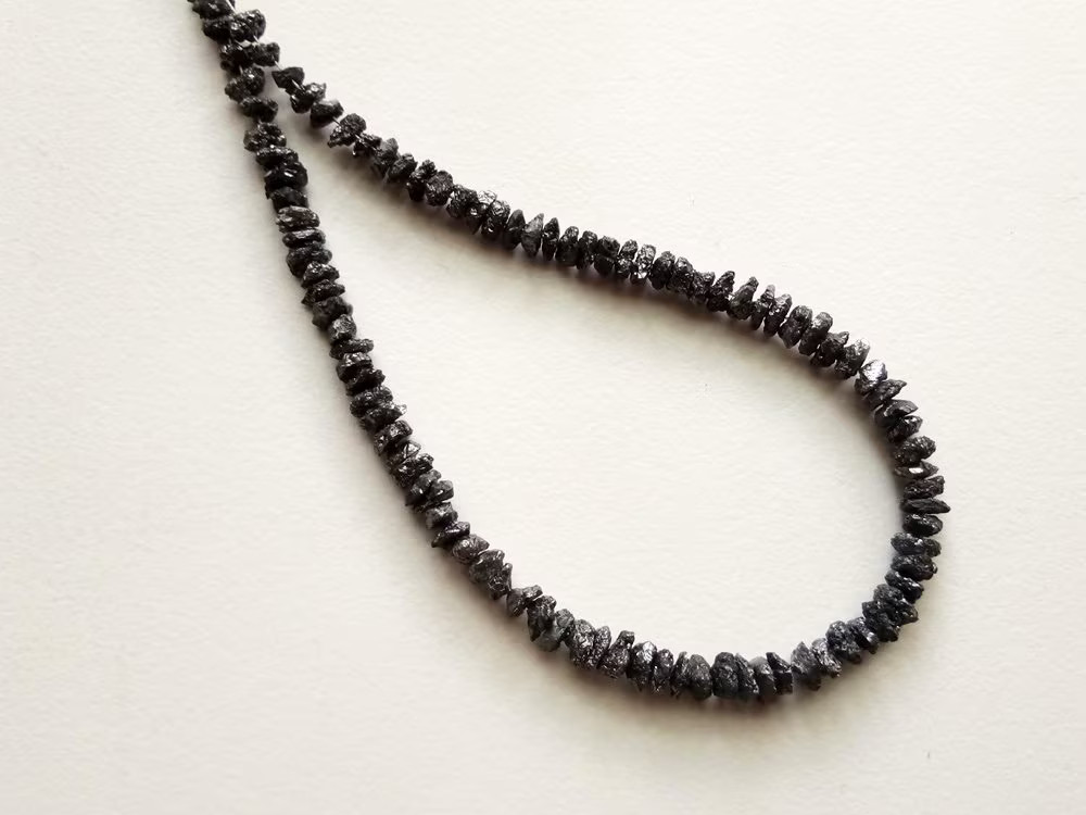 5mm Black Rough Diamond Beads, Black Raw Diamond Beads, 0.5mm Drilled Hole Black