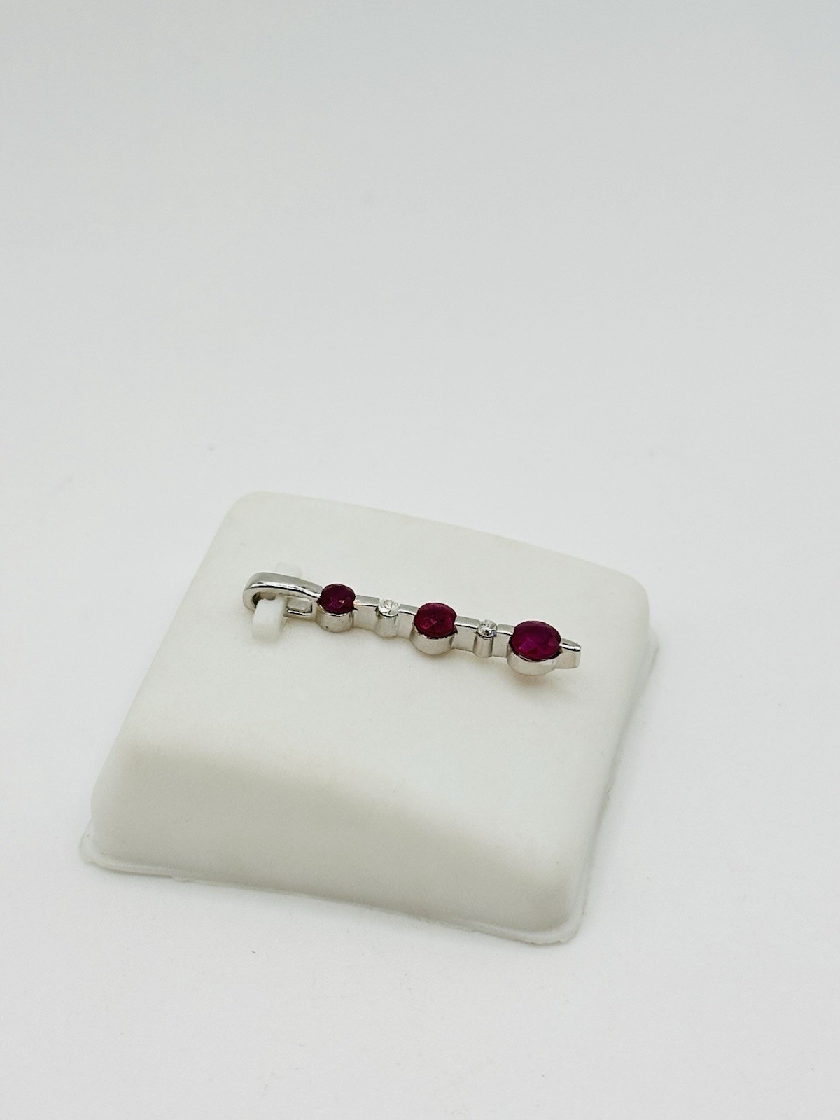 .50ctw Natural Ruby & Diamond Five-Stone Graduated Pendant 14k White Gold 1”