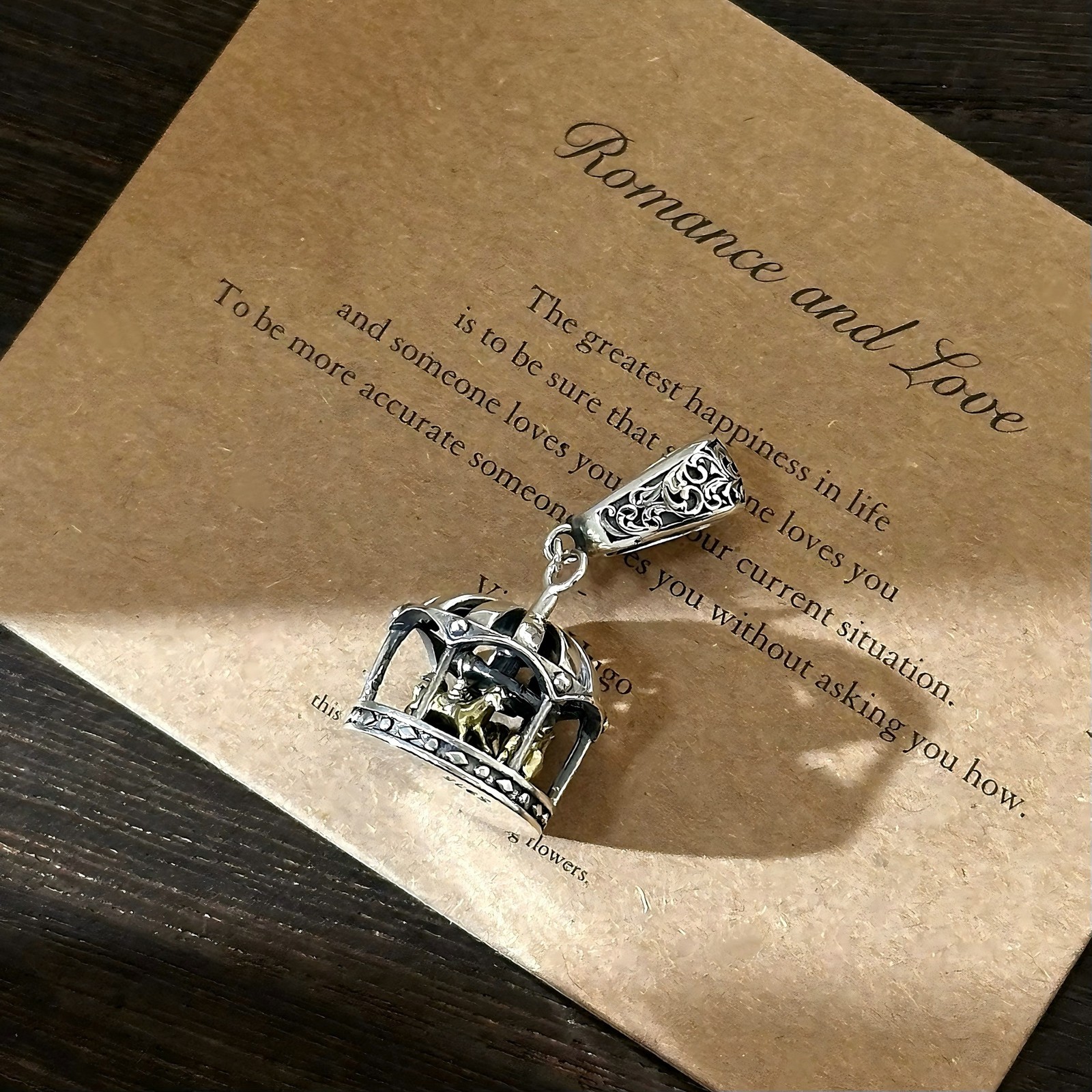 925 Sterling Silver Carousel Merry Go Round Pendant Vintage Amusement Charm Fast