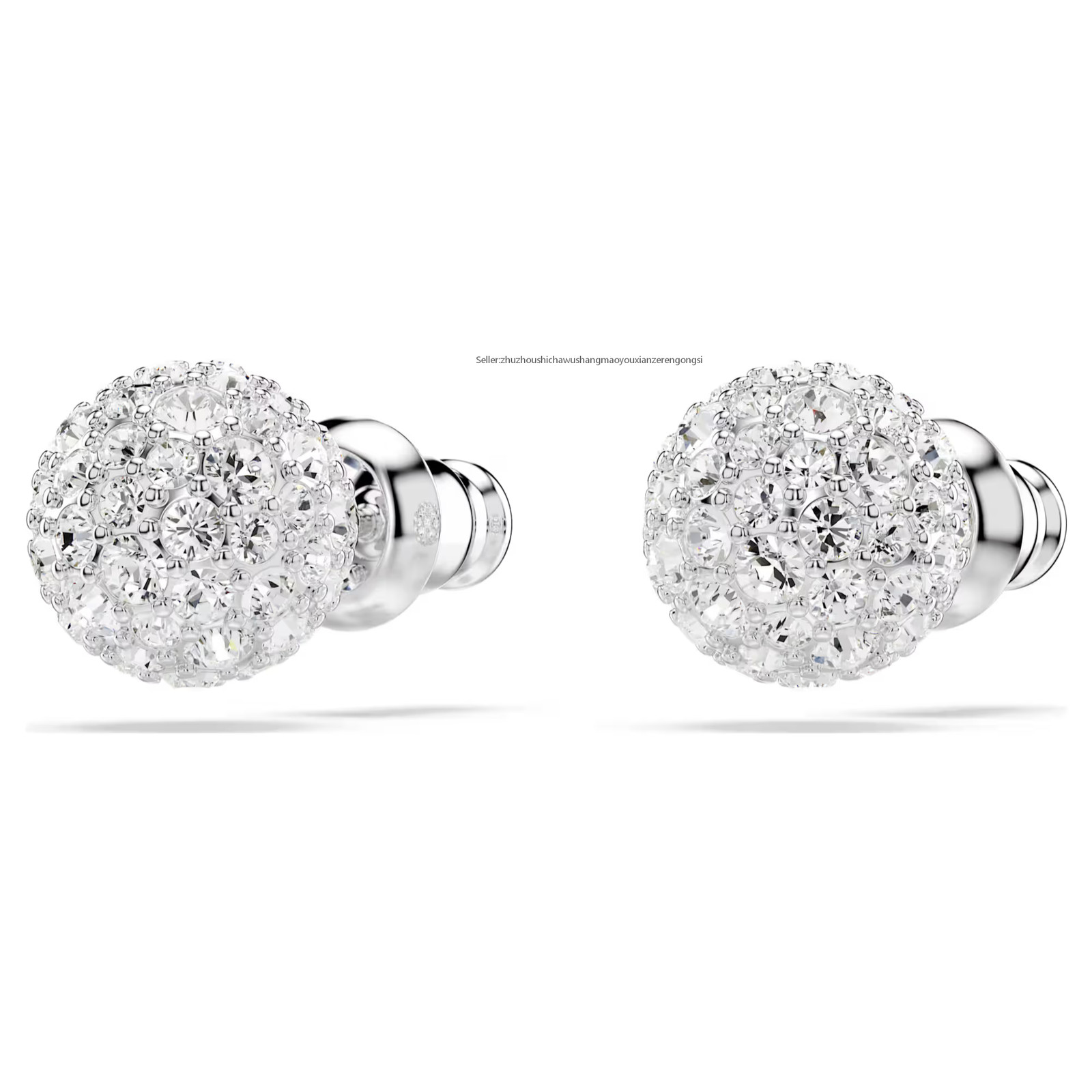 Dextera White Rhodium Plated Stud Earrings Round Cut New
