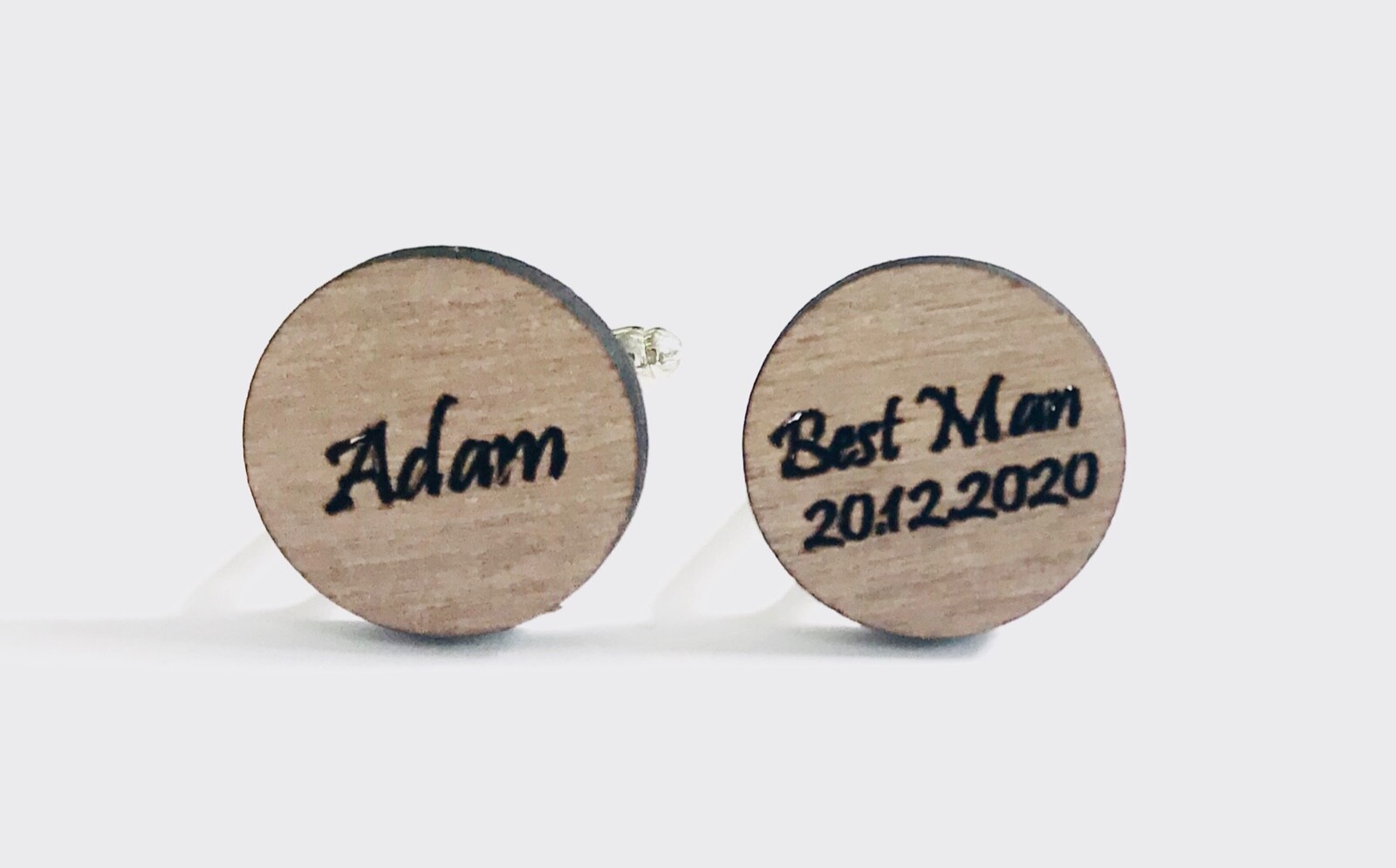 Personalised Cufflinks Engraved In Pristina Fonts Name, Role, Date And Name