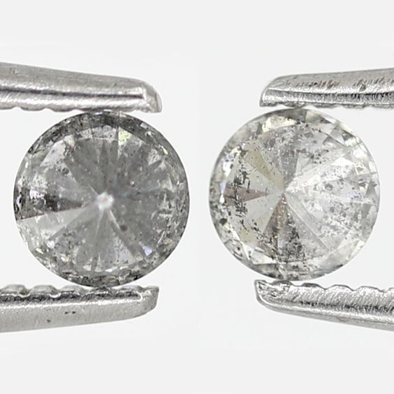 Salt Pepper Natural Diamond 2 Pcs 1.5MM Round Diamond – New Buyer Trial Listing
