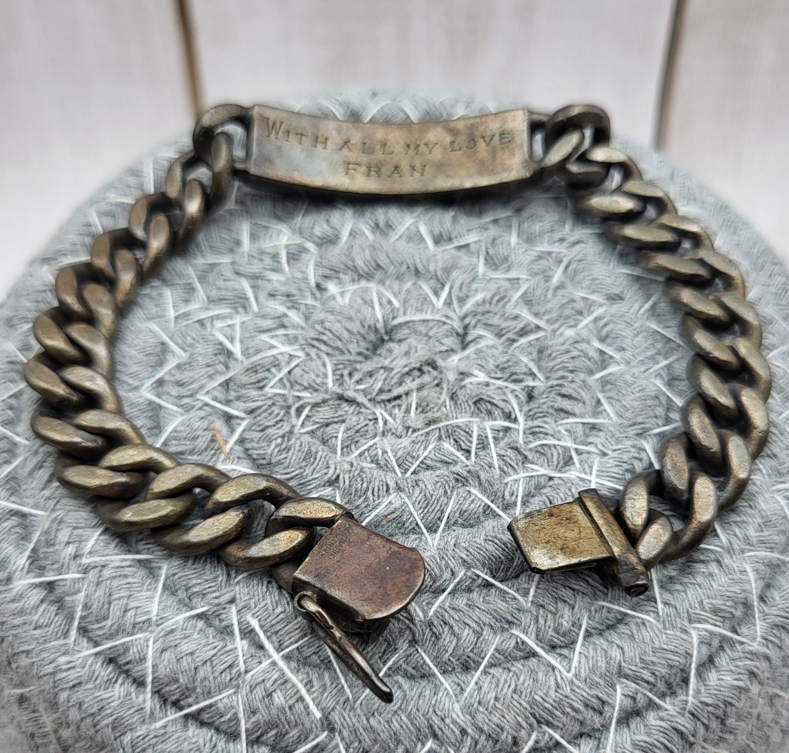 Vintage Napier 925 Sterling Silver ID Engraved Nameplate Curb Link Bracelet