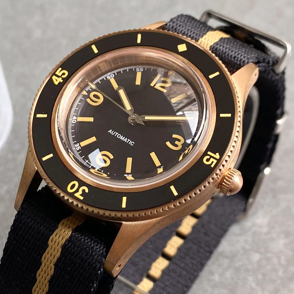 Tandorio 50 Fathoms Real CUSN8 Solid Bronze NH35A Auto Vintage Men Watch 20ATM