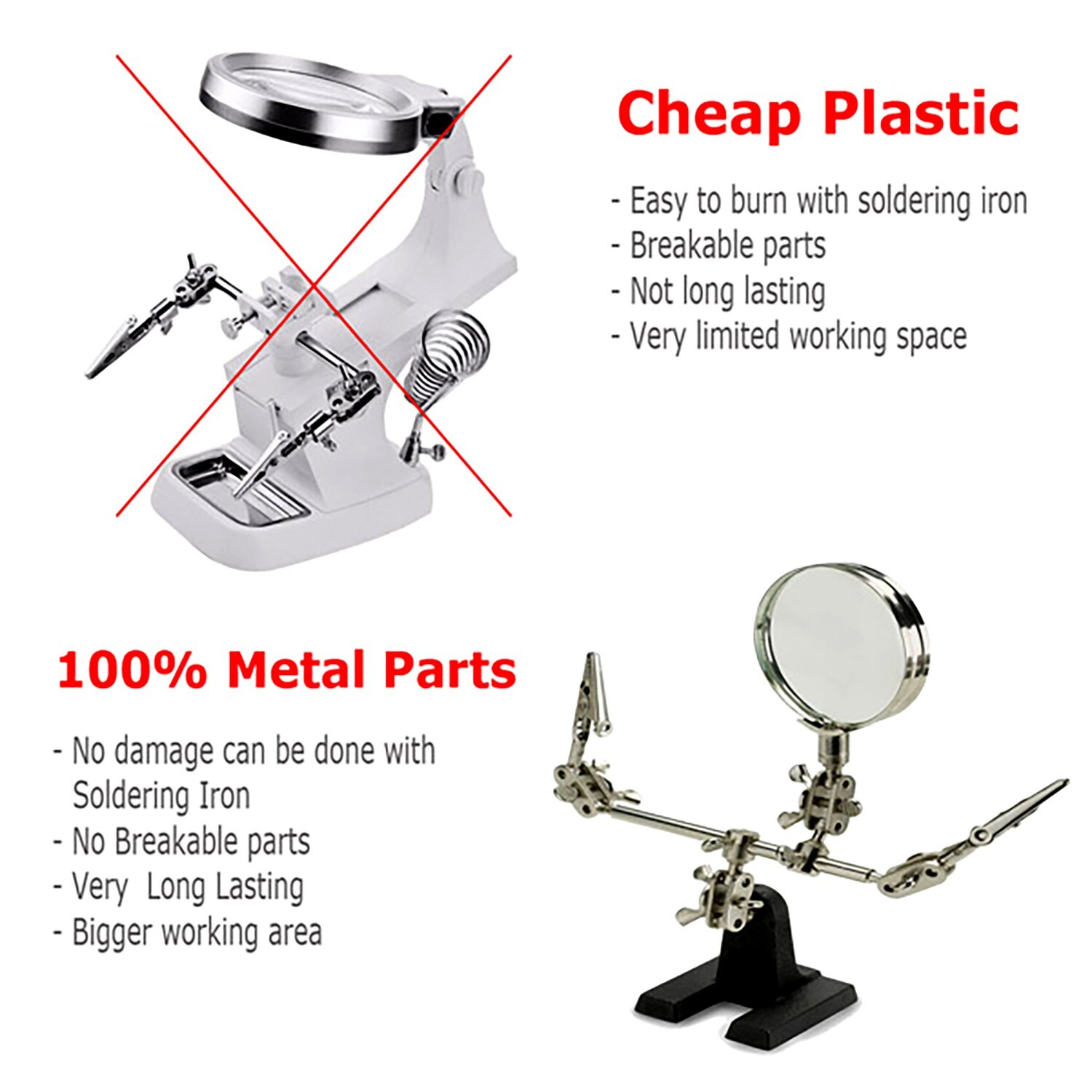 Helping Third Hand Magnifier Soldering Stand Clamp Holder Alligator Clip Tool