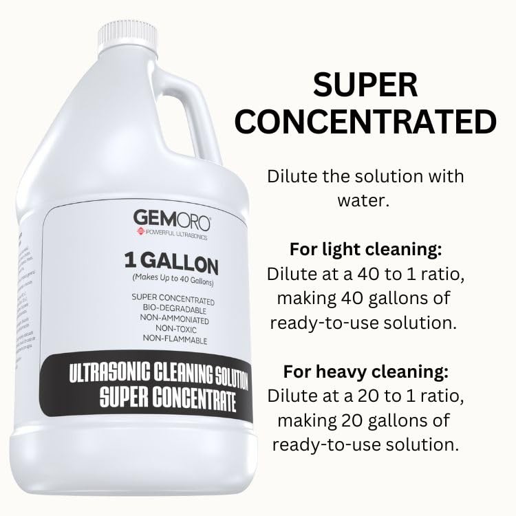 GemOro Jewelry Cleaner Solution Concentrate | For 128 Fl Oz (Pack of 1)