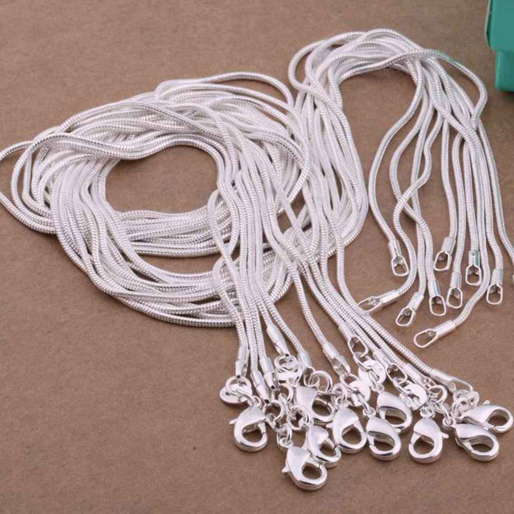 10pcs Hot Sale 925 Sterling Solid Silver 1mm Snake Chain Necklace Jewelry Gift