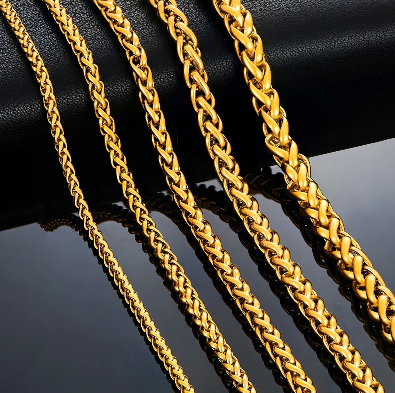 18K Gold Filled Wheat Spiga Chain Necklace 18-24″ Mens Women’s