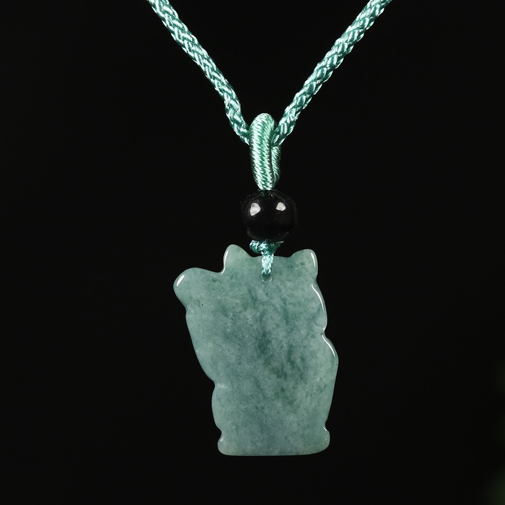 Certified Grade A Green 100% Natural Jadeite Jade Pendant Lucky Money Cat A10400