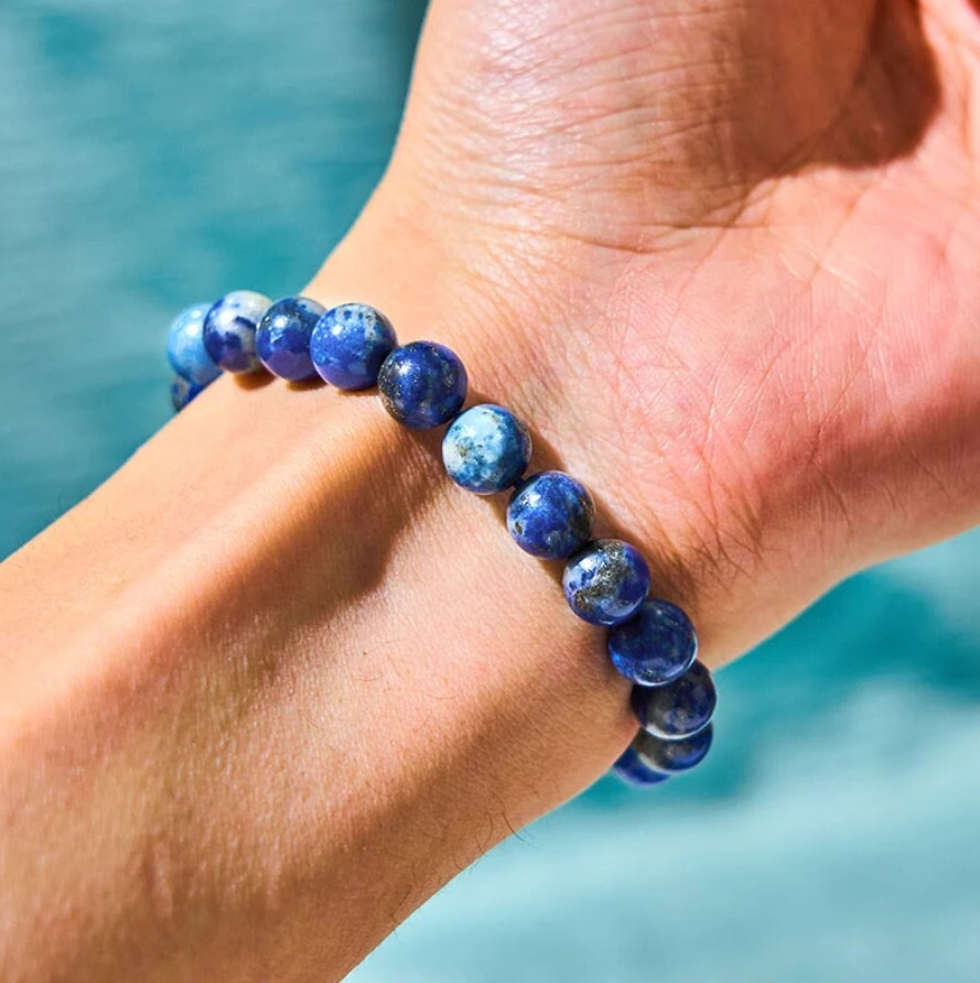 Lapis Lazuli Bracelet 8mm Round Healing Crystal Gemstone Beaded Stretch Bracelet