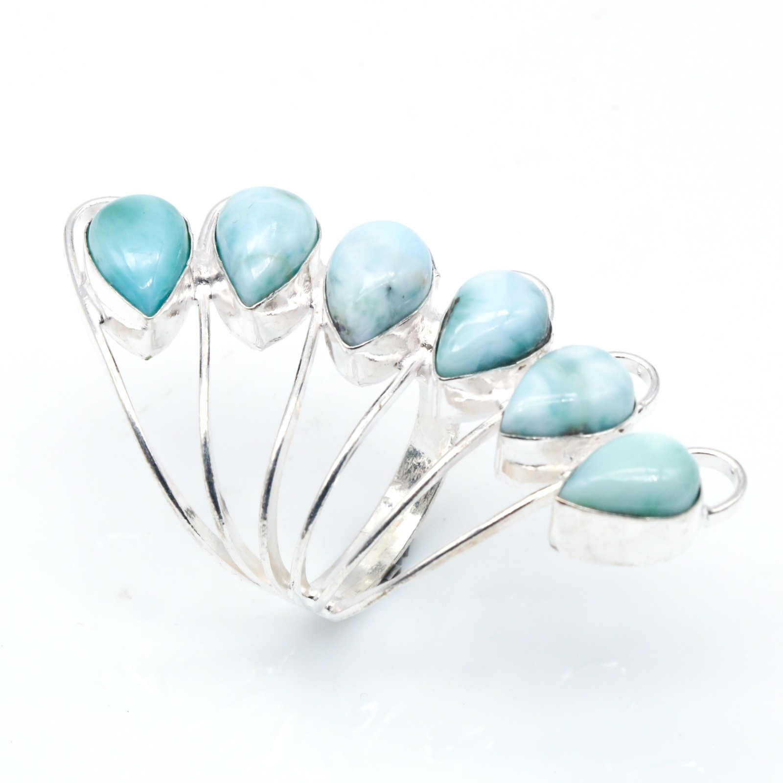 Natural Larimar Gemstone .925 Sterling Silver Handmade Jewelry Ring 7-12
