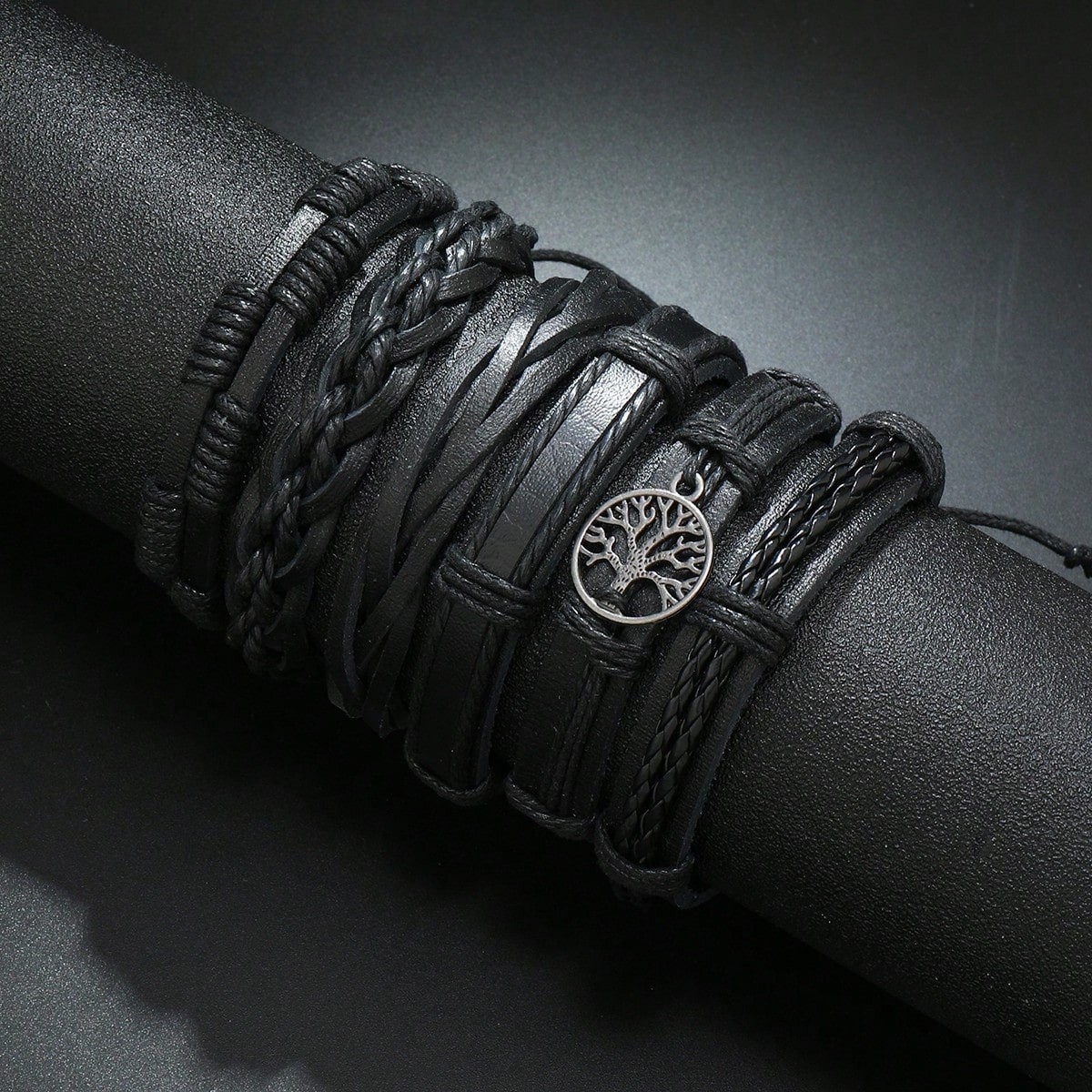 6PCS Men Women Braided Leather Rope Bracelet Set Wristband Bangle Tribal USA NEW