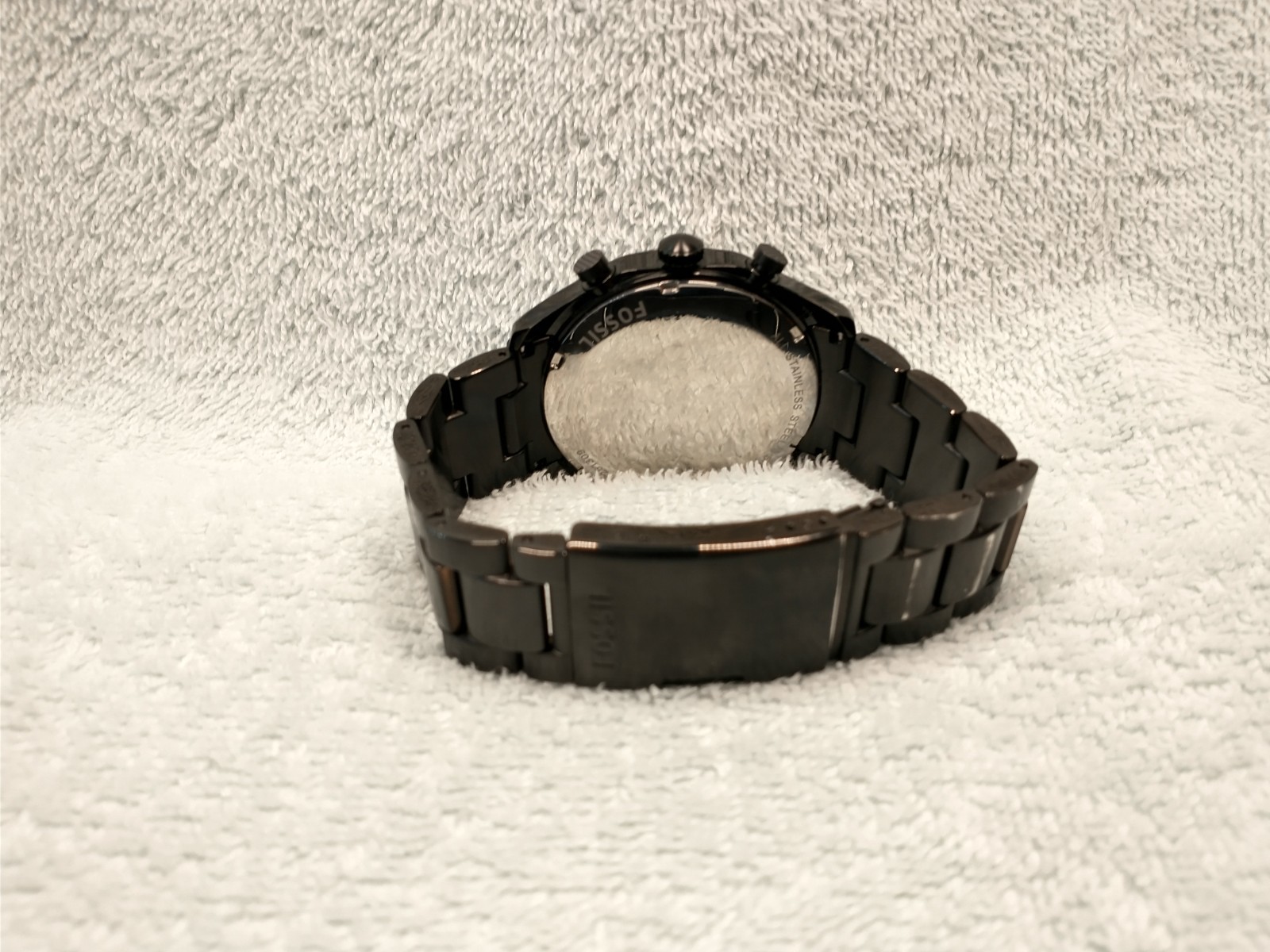 FOSSIL ITB “FOREMAN: All “ION-PLATED BLACK /BLACK S/S CHRONO BRACELET WATCH