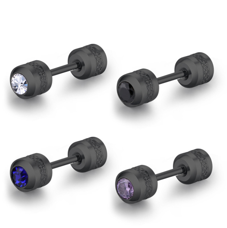 A Pair Surgical Titanium Steel Double Sided Screw Back CZ Stud Earrings 4mm PE65