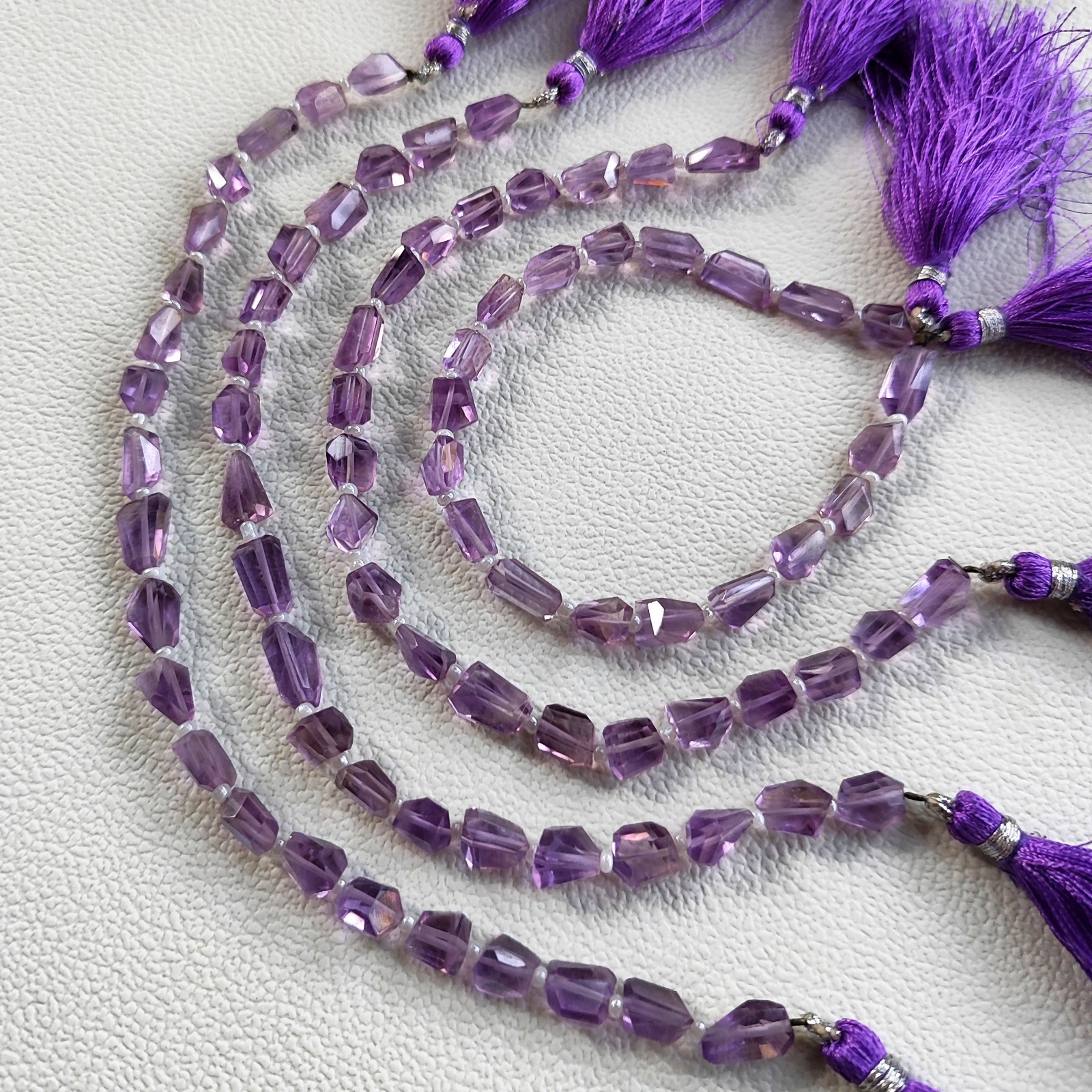 Amethyst Gemstone Faceted Nugget Beads Strand 7-10 mm Brazil 8″ Jewelry Making