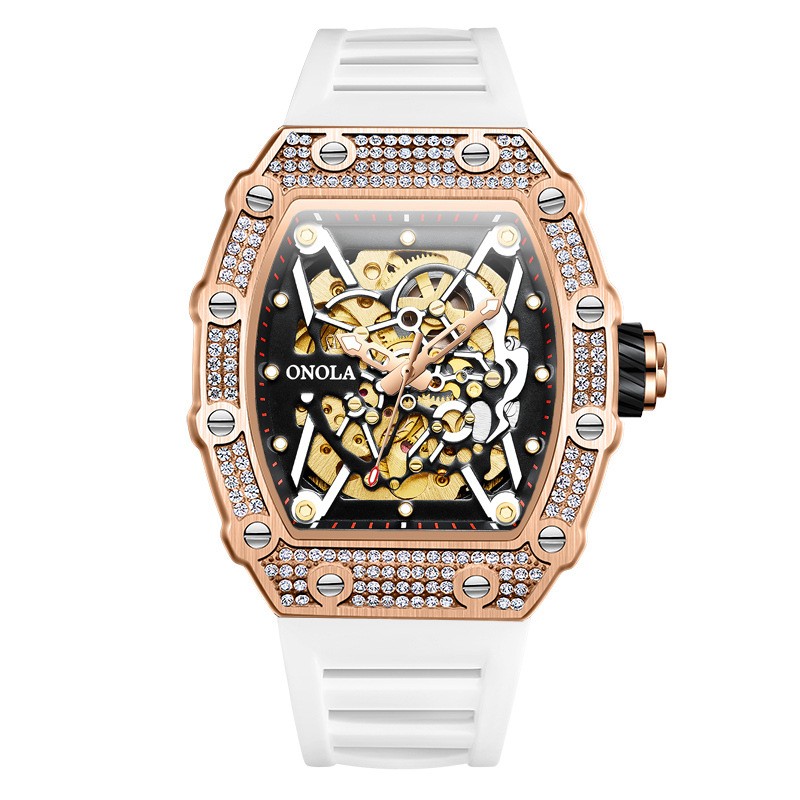ONOLA Men Automatic Self-Wind Watch Mechanical Diamond Jeweled Waterproof Relogi