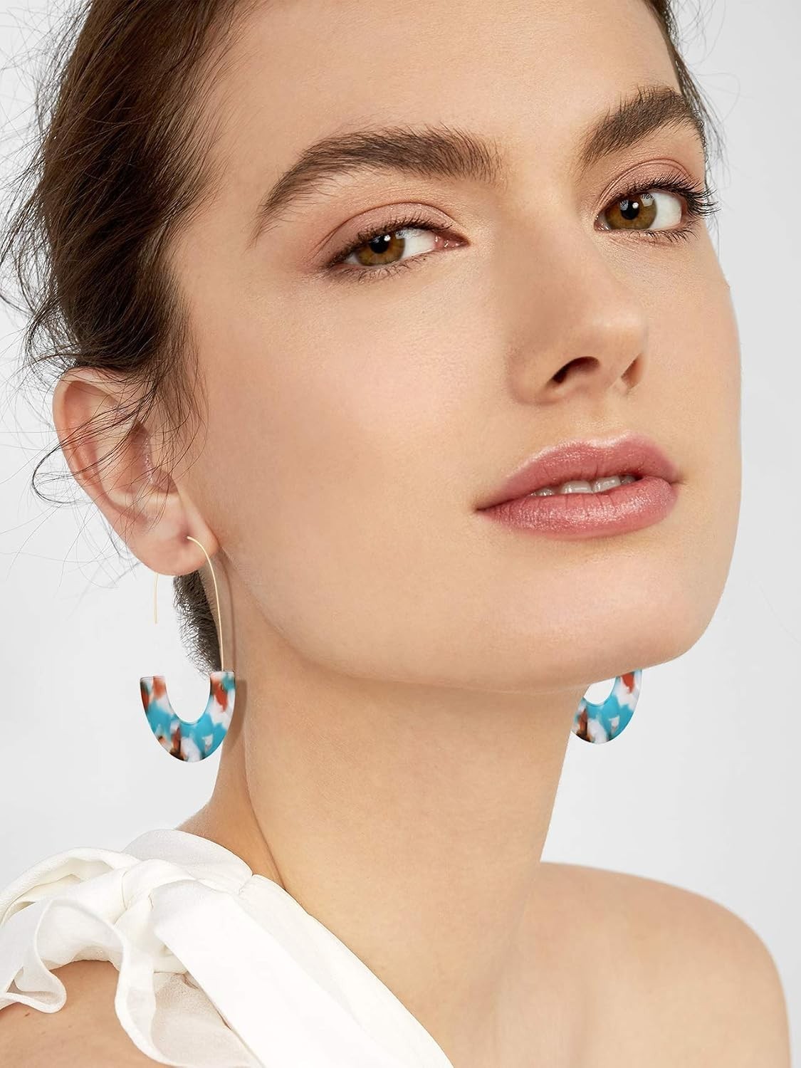 Acrylic Earrings Tortoise Hoop Resin Drop Dangle Jewelry Women