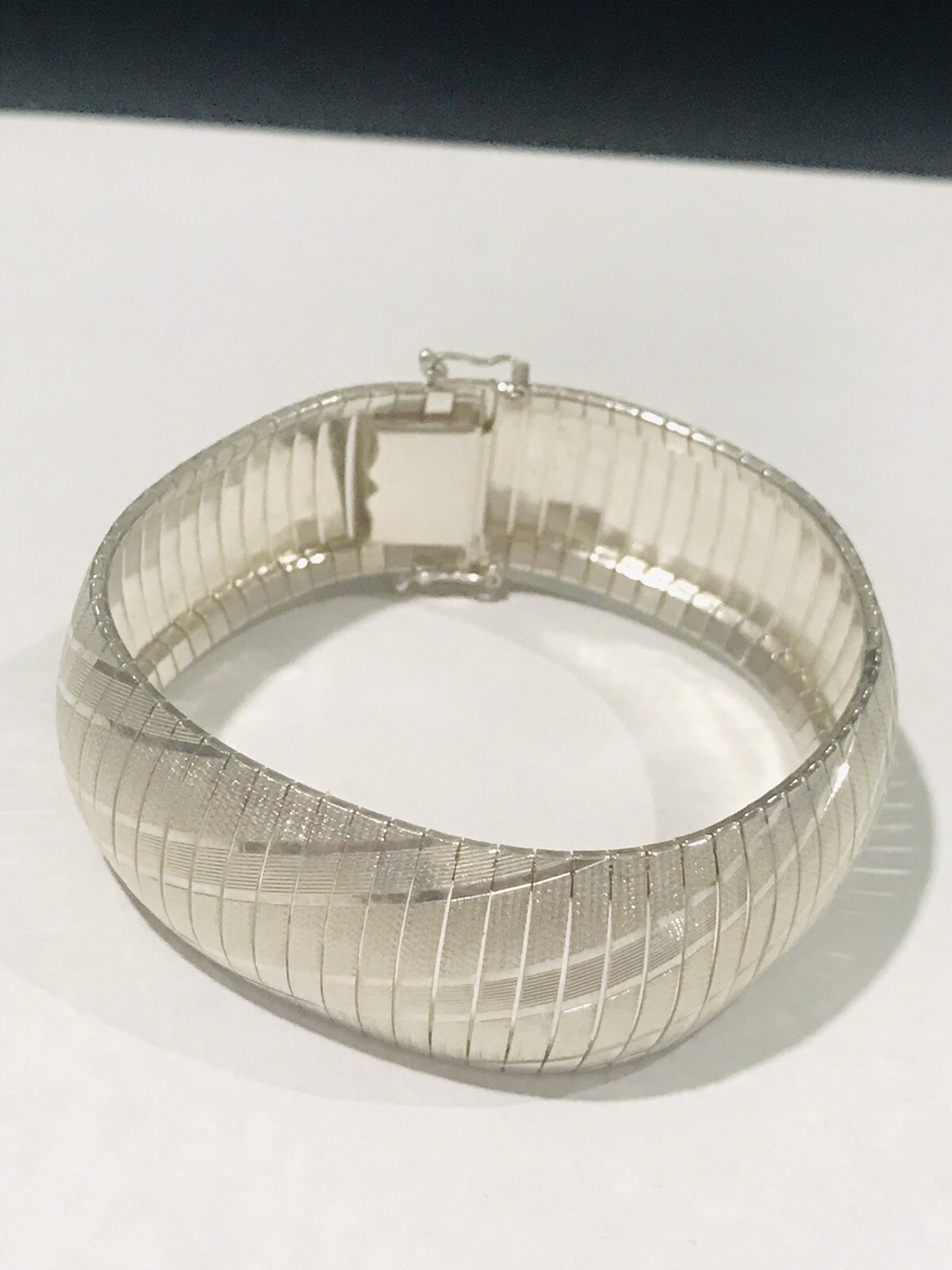 vintage sterling silver diamond cut bracelet italy SU 28.5 Grams 7.5”
