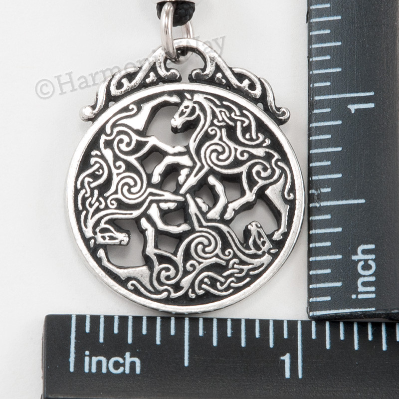 CELTIC HORSE Necklace EPONA Equine Goddess Pendant Triple Horse Triscele